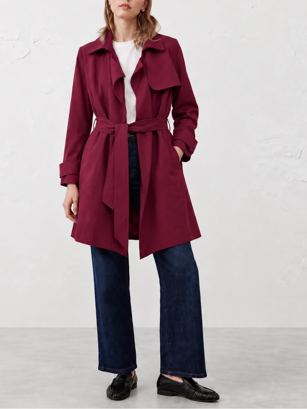 Banana Republic Soft Raspberry Wine Belted Trench